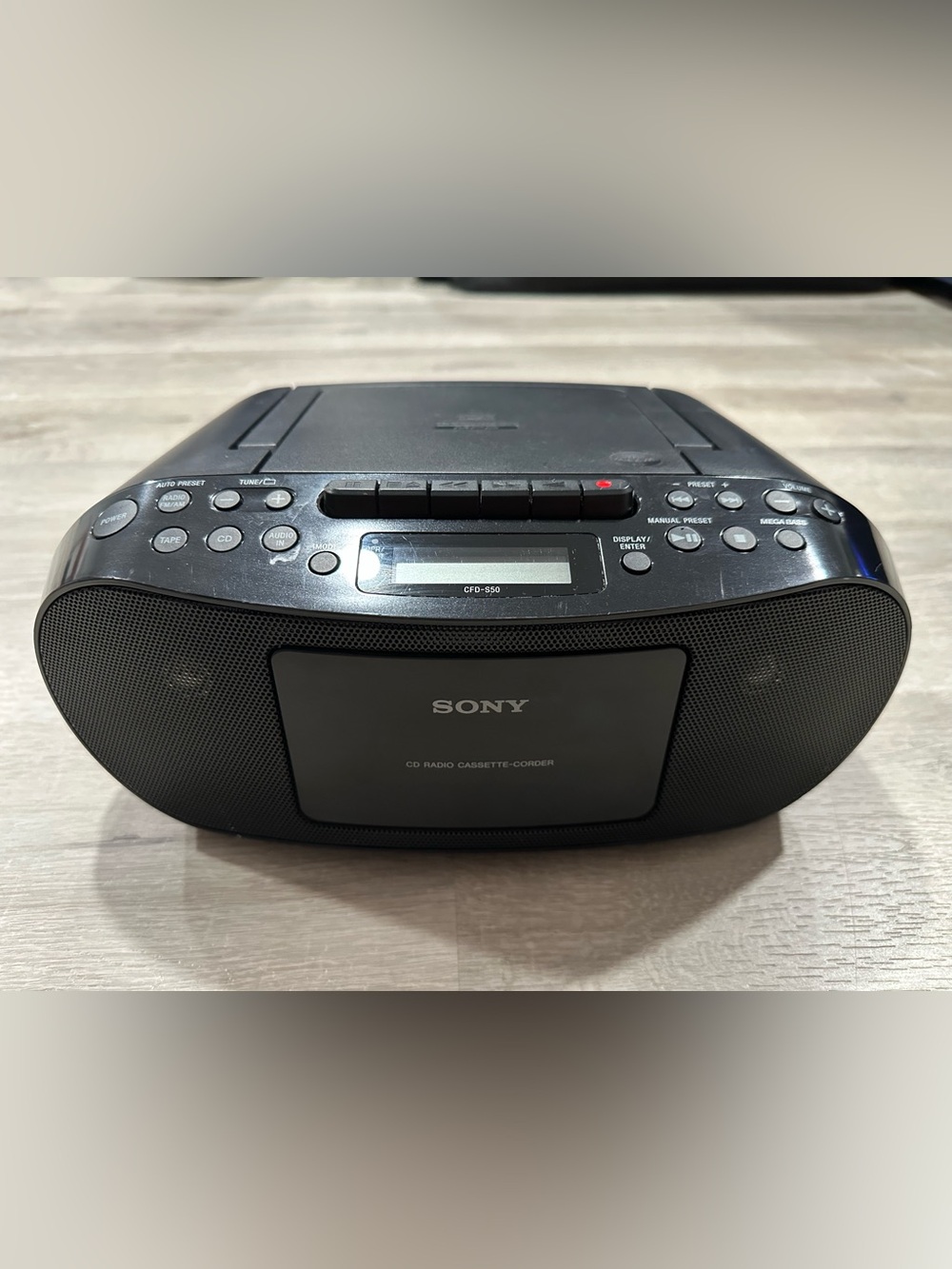CH181 Sony CFD-S50 Boombox CD/Radio/Cassette Player Mega Bass Power Cord Tested